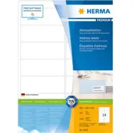 Etiketten Herma 4678 Premium 99,1 x 38,1 mm weiß, selbstklebend, Inkjet Laser Kopierer, Pack 1600 Stk/100 Blatt