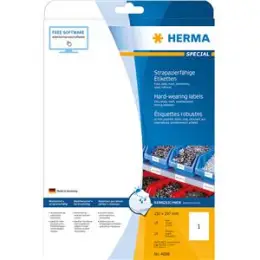 Etiketten Herma 4698 Special 210 x 297 mm Folie, selbstklebend, wetterfest, strapazierfähig, matt, weiß, Laser, Pack 25 Stk/25 Blatt