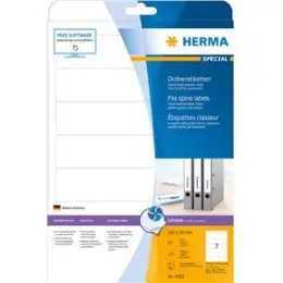 Ordner-Rückenschild Etiketten Herma 4825 Special 192 x 38 mm (kurz/schmal) selbstklebend, blanko, weiß, Inkjet, Pack 175 Stk/25 Blatt