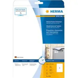 Etiketten Herma 4866 Special 210 x 297 mm Folie, selbstklebend, wetterfest, matt, weiß, Inkjet, Pack 10 Stk/10 Blatt