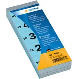 Nummernblock Herma 4893 2-fach/blau selbstklebend 1-500 28x56mm