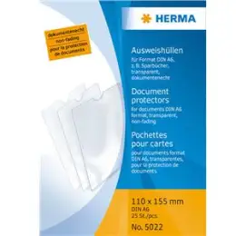 Ausweishüllen Herma 5022 110x155mm, für Sparbuch/Reisepaß(alt)/Führerschein, Pack 25 Stk
