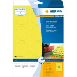 Etiketten Herma 5152 Special Ø 60 mm rund selbstklebend, neon-gelb, Inkjet Laser Kopierer, Pack 240 Stk/20 Blatt