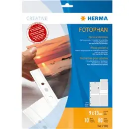 Fotosichthülle Herma 7583 Fotophan 9x13cm-hoch weiß 8-Fotos, Pack 10 Stk