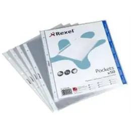 Prospekthüllen Rexel 22465490 A4 65my Kunststoff (PP) glasklar oben offen, Pack 50 Stk