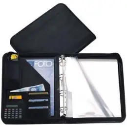 Ringbuchmappe Alassio 30027 Reggio A4, Lederimitat, umlaufender Reißverschluss, schwarz