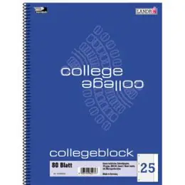 Collegeblock Landre 100050571 A4, liniert, 80 Blatt, ecf, weißer Rand rechts, Pack 10 Stk