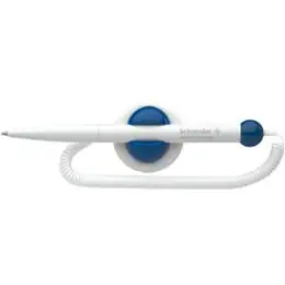 Kugelschreiber mit Halterung Schneider 4120 Klick-Fix-Pen M, Wechselmine, Teleschnur, selbstklebend, dokumentenecht, Schreibfarbe blau
