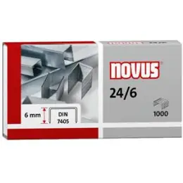 Heftklammern Novus 040-0158 24/6, DIN 7405, Höhe: 6mm, verzinkt, Pack 1000 Stk