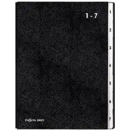 Pultordner Pagna 24071-04 A4, 7 Fächer, 1-7, Hartpappe, Leinenrücken, schwarz
