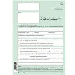 Zuwendungsbestätigung RNK 2869 Sachspende selbstdurchschreibend A4, 2 Blatt, Pack 10 Stk