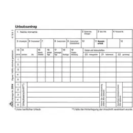 Urlaubsantrag RNK 2914 A6-quer Block mit 50 Blatt