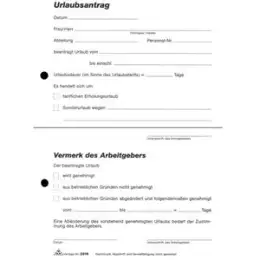 Urlaubsantrag RNK 2916 A5 (148 x 210 mm), Block 2 x 40 Blatt, selbstdurchschreibend