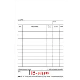 Kassenblock RNK 2952 2 x 50 Blatt, ca. 10x15cm, oben geheftet, schwarz