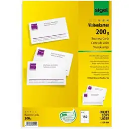 Visitenkarten Sigel DP839 hochweiß 200g 85x55mm MP, Pack 150 Stk/15 Blatt