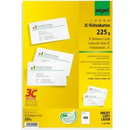 Visitenkarten Sigel LP795 85x55mm, 225g, weiß, Pack 100 Stk
