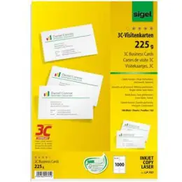 Visitenkarten Sigel LP797 85x55mm, 225g, weiß, Pack 1000 Stk