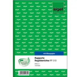 Rapport / Regiebericht Sigel RP510 A5, 100 Blatt, Pack 10 Stk