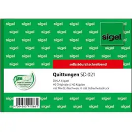 Quittung Sigel SD021 A6-quer 2 x 40 Blatt mit MwSt. selbstdurchschreibend