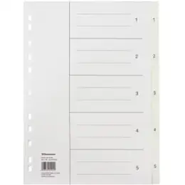 Zahlen-Register Soennecken 121059201 2114 A4, Zahlen 1-5, Kunststoff (PP), weiß