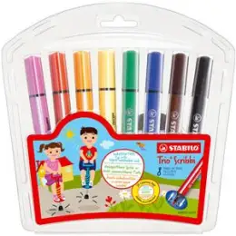Filzstift Stabilo 368/8-01 Trio Scribbi 8er-Etui dreieckig, Pack 3 Stk