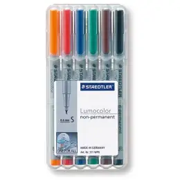 Universalstift Staedtler 311WP6 311 WP6 Lumocolor non-permanent S 6er-Etui, Schreibfarben: je 1x schwarz, rot, blau, grün, braun, orange
