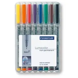 Universalstift Staedtler 316WP8 316 WP8 Lumocolor non-permanent F 8er-Etui, Schreibfarben: je 1x schwarz, rot, blau, grün, braun, orange, gelb, violett