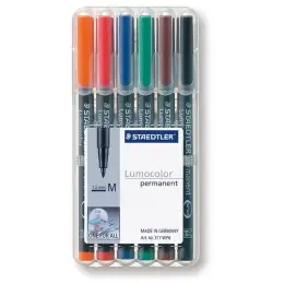 Universalstift Staedtler 317WP6 317 WP6 Lumocolor permanent M 6er-Etui, Schreibfarben: je 1x schwarz, rot, blau, grün, braun, orange