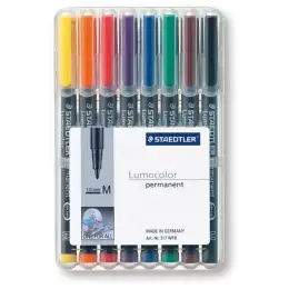 Universalstift Staedtler 317WP8 317 WP8 Lumocolor permanent M 8er-Etui, Schreibfarben: je 1x schwarz, rot, blau, grün, braun, orange, gelb, violett
