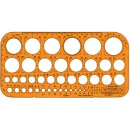 Kreisschablone Standardgraph 1315F 45 Kreise (1-36mm), 4 Eckradien (20-32mm)