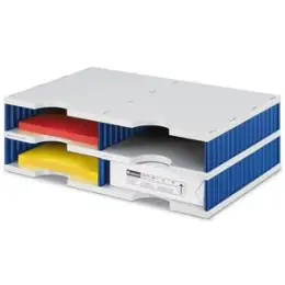 Basis-Einheit Styro 268-0202.38 styrodoc duo 4Fächer grau/blau Standard Grundeinheit 2Etagen 485x331x153mm