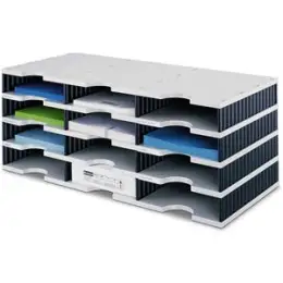 Basis-Einheit Styro 268-0304.98 styrodoc trio Standard, 12 Fächer, 4 Etagen, schwarz/grau, 723x331x293mm