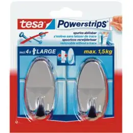 Selbstklebehaken Tesa 58050-00012-01 Powerstrips oval chrom, Pack 2 Stk
