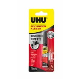 Sekundenkleber UHU 45570 Pipette für Gummi Kunststoff Metall Porzellan, 3g