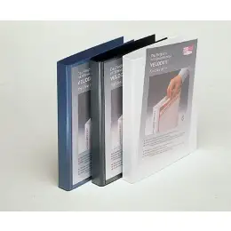Präsentationsringbuch Veloflex 4143180 Velodur A4, 4 Ringe Ø 25 mm, Pappe/PP-Folie, D-Ring-Mechanik, 2 Außentaschen, schwarz