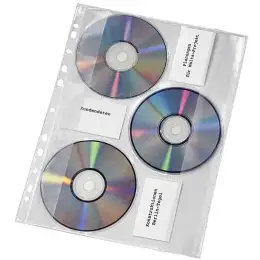 CD / DVD-Hülle zum Abheften Veloflex 4359000 für 3 CD/DVD, A4, Kunststoff (PVC), transparent, für alle Ringbuchformate, Pack 10 Stk