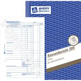Kassenbericht Avery Zweckform 305 A5, 50 Blatt, mit Vorsteuerspalte