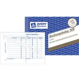 Buchungsbeleg Avery Zweckform 309 A6-quer 50 Blatt, Pack 20 Stk