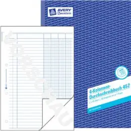 Durchschreibbuch Avery Zweckform 452 A4 (210 x 297 mm), 2 x 50 Blatt, 4-Kolonnen
