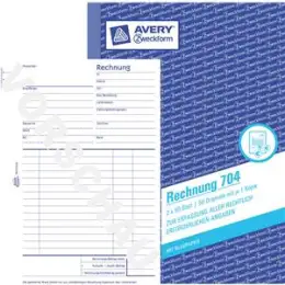 Rechnung Avery Zweckform 704 A5 2 x 50 Blatt mit Blaupapier, Pack 10 Stk