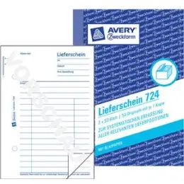 Lieferschein Avery Zweckform 724 A6, 2 x 50 Blatt, mit Blaupapier, selbstdurchschreibend