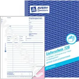 Lieferschein Avery Zweckform 726 A5, 2 x 50 Blatt, mit Blaupapier, selbstdurchschreibend, mit Empfangsschein