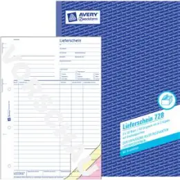 Lieferschein Avery Zweckform 728 A4, 3 x 50 Blatt, selbstdurchschreibend, mit Empfangsschein, Pack 5 Stk