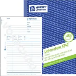 Lieferschein Avery Zweckform 1240 A5, 100 Blatt, Recycling mit 1 Blatt Blaupapier, Pack 10 Stk
