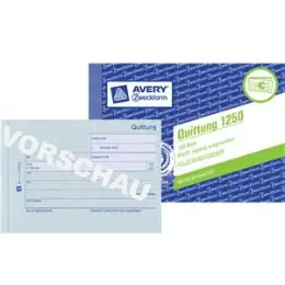 Quittung Avery Zweckform 1250 A6 1x100 Blatt mit MwSt. separat ausgewiesen