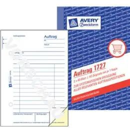 Auftrag Avery Zweckform 1727 A6, 2 x 40 Blatt, selbstdurchschreibend, Pack 20 Stk