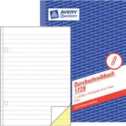 Durchschreibbuch Avery Zweckform 1729 A5, 2 x 40 Blatt, Pack 10 Stk