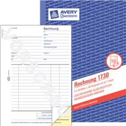 Rechnung Avery Zweckform 1730 A5 2 x 40 Blatt selbstdurchschreibend