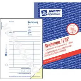 Rechnung Avery Zweckform 1732 A6, 2 x 40 Blatt, selbstdurchschreibend