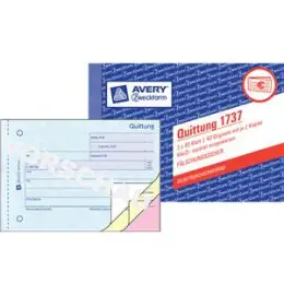 Quittung Avery Zweckform 1737 A6-quer 3 x 40 Blatt mit MwSt. separat ausgewiesen selbstdurchschreibend